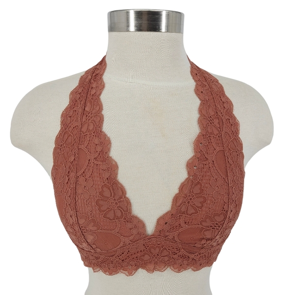 Free People Other - Intimately Free People Halter Bra Pink Lace Wireless Bralette